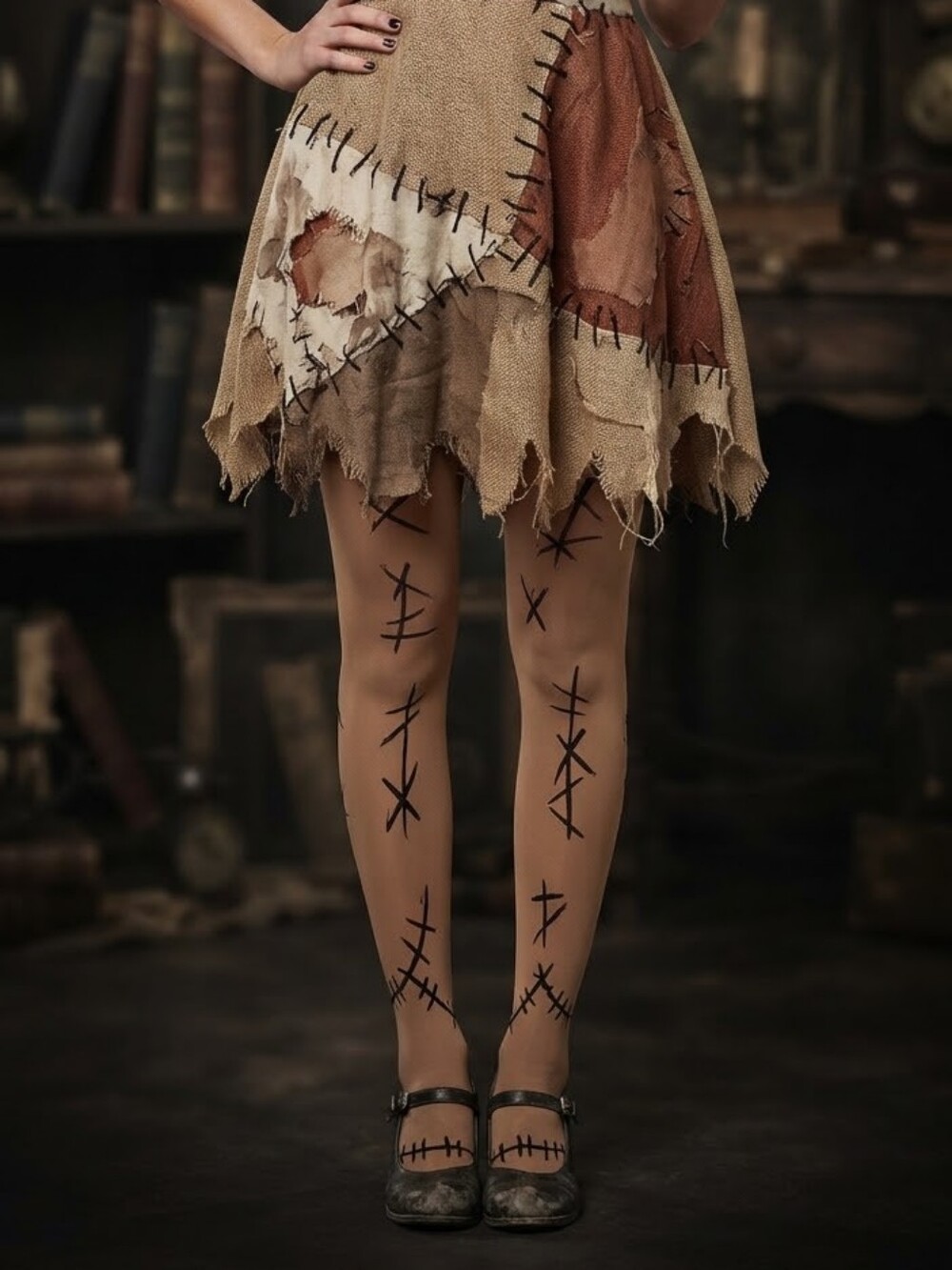NWT Faux Stitch Costume Pantyhose